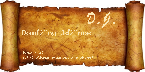 Domány János névjegykártya